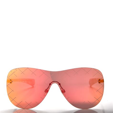 chanel shield runway 4215|CHANEL Shield Runway Sunglasses 4215 Silver Red.